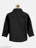 Solid Cotton Blend Spread Collar Shirt for Boys 