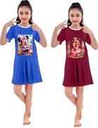 Graphic Print Shift Dress for Girls, Pack of 2 