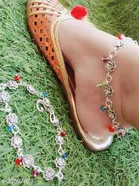 Anklet Silver Free Size Anklets & Toe Rings for Women, Pack of 2