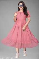 Fit and Flare Georgette Dress for Women 