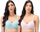 Cotton Blend Printed Padded Bra for Women 