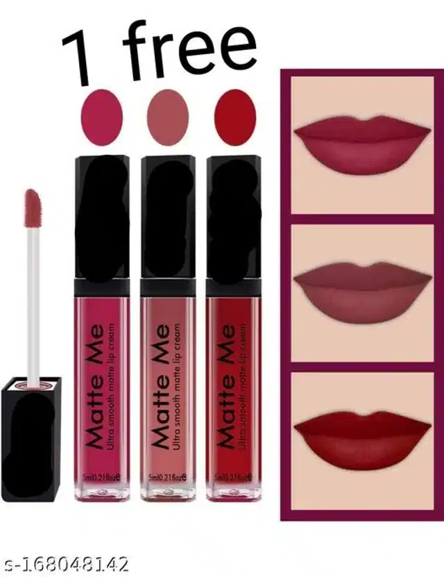 Matte Me Liquid Lipsticks (Multicolor, Pack of 3)