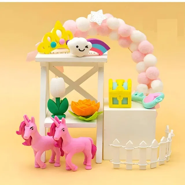Unicorn Eraser Set Each Pack Contains 4 Pcs Erasers / Any One Will Get Delivered (Pack Of 1)