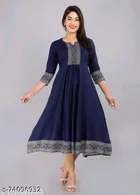 Anarkali Rayon Solid Kurti for Women 