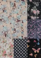 Printed Chiffon Scarves with Tassels for Women, Multicolor, Pack of 6