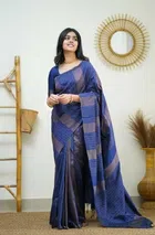 Banarasi Silk Woven Saree for Women (Blue, 6.3 m)