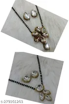 Alloy Mangalsutra With Earring for Women, Black