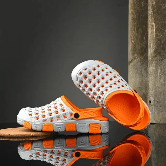 Clogs for Men, Orange & White (9)