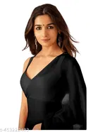 Plain Pure Georgette Alia Bhatt Saree for Women 