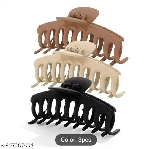 Plastic Hair Clutcher for Women & Girls (Multicolor, Pack of 3)