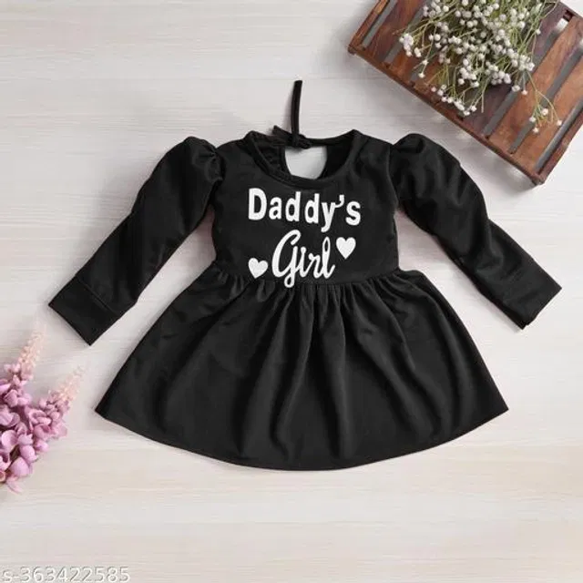 Crepe Frock for Girls (Black, 2-3 Years)