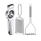 Oc9 Stainless Steel Lemon Squeezer & Cheese Grater & Potato Masher Kitchen Tool Set 