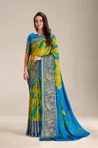 Moss Chiffon Printed Saree for Women 