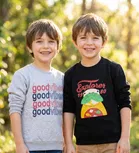 Round Neck Printed Wool Sweat Shirt For Boys, Multicolour 