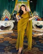 Premium Golden Chiffon Saree for Women 