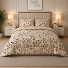 Simple Home 120TC Floral Queen Bedsheet 88x96inch Brown