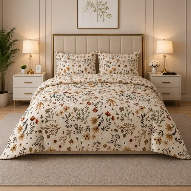 Simple Home 120TC Floral Queen Bedsheet 88x96inch Brown
