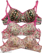 Cotton Blend Printed Padded Bra for Women 