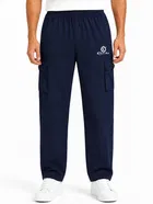 Solid Slim Fit High Rise Drawstring Polycotton Track Pants for Men 