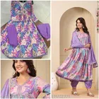 Rayon Printed Anarkali Kurti with Pant & Dupatta for Women 