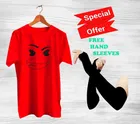 Round Neck Printed T-Shirt with Arm Sleeves for Men 