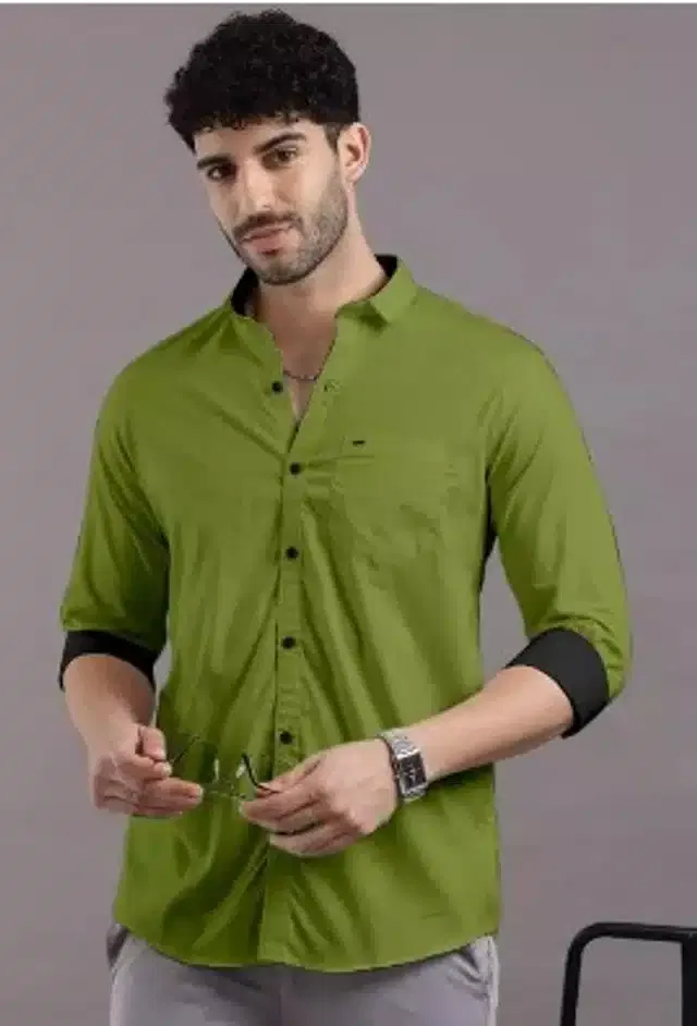 Full Sleeves Solid Shirt for Men (Green, XXL)