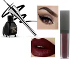 Ultra Matte Liquid Lip Color (Maroon) with Waterproof Smudge Free Eyeliner (Black) (Set of 2)