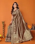 Jacquard Printed Saree for Women, Teal 