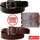Leather Belt with Wallet for Men (Brown & Black, Set of 3)