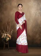 Art Silk Printed Saree for Women, Red 