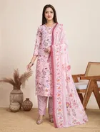 Cotton Printed Kurta with Pant & Dupatta for Women 