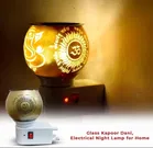 Glass Kapoor Dani, Electric Camphor Diffuser Ganesh Ji Om Electic Camphor Burne, |Multipurpose Incense Aroma Dhoop Dani|Camphor Burner Diffuser|Electrical Night Lamp for Office, Home