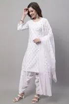 Cotton Blend Printed Salwar Suit for Women 