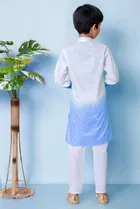 Cotton Embroidery Kurta with Payjama for Boys, Blue & White 