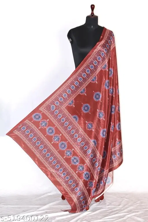 Cotton Printed Dupatta for Women & Girls, Pink (Free Size)