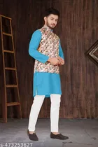 Cotton Kurta Set with Koti for Men 