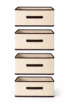 Craft Bazar Multipurpose Foldable Fabric Storage Box with Front Handle for Clothes, Wardrobe Books and Home Organization Pack of 4