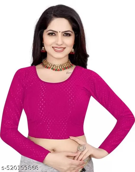 Cotton Blend Ready Made Blouse for Women, Pink (30)
