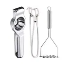 Oc9 Stainless Steel Lemon Squeezer & Pakkad & Potato Masher Kitchen Tool Set 