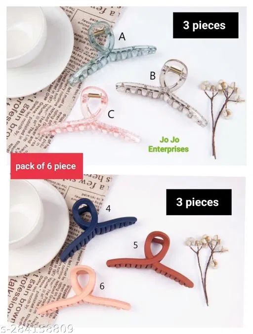 Plastic Hair Clutcher for Women & Girls (Multicolor, Pack of 6)