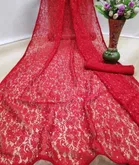 Net Solid Saree for Women 