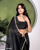 Jimmy Choo Solid Saree For Women, Black