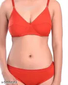 Cotton Blend Solid Lingerie Set for Women 