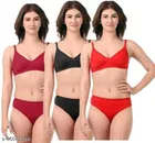 Cotton Blend Solid Lingerie Set for Women 