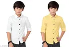 Solid Cotton Blend Long Sleeve Shirt for Boys 