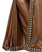 Lycra Zari Embroidered Saree for Women, Brown 