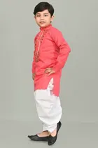 Cotton Embroidered Kurta with Patiyala Set for Boys 
