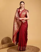 Silk Woven Design Saree for Women, Red 