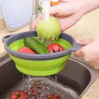 Kitchen Foldable Silicone Strainer Colanders, Collapsible Colanders with Handles, Space-Saver Folding Strainer Colander for Draining Pasta, Vegetable 
