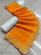 Georgette Saree for Women, Yellow 